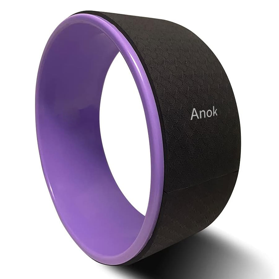 Anok™ Yoga Wheel, 5 in. x 12.6 in. - Cushioned Back Roller & Support Aid for Stretching, Flexibility, for Home Fitness & Gym (Purple)