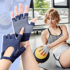 Anok™Women's Silicone Yoga Gloves - Non-Slip Fingerless Pilates Gloves - Gym Workout Fitness Training Gloves, One Size Fits All