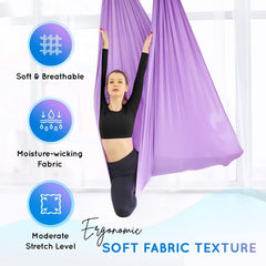 Aonk™ Aerial Yoga swings 5.5 Yards, 198 Inches Height Aerial Silks, Yoga Trapeze Increasing Strength, Flexibility and Balance
