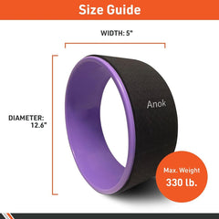 Anok™ Yoga Wheel, 5 in. x 12.6 in. - Cushioned Back Roller & Support Aid for Stretching, Flexibility, for Home Fitness & Gym (Purple)