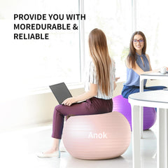Aonk™ Extra Thick Exercise Ball Yoga Ball 26in for Workout Pregnancy Stability,Anti-Burst and Slip Resistant Swiss Ball with Pump for Yoga, Pilates, Fitness,Birthing,Physical Therapy,Gym balls for yoga