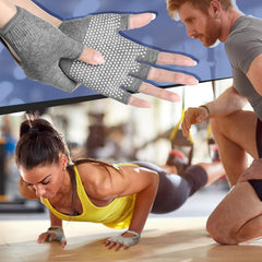 Anok™Women's Silicone Yoga Gloves - Non-Slip Fingerless Pilates Gloves - Gym Workout Fitness Training Gloves, One Size Fits All