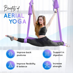 Aonk™ Aerial Yoga swings 5.5 Yards, 198 Inches Height Aerial Silks, Yoga Trapeze Increasing Strength, Flexibility and Balance