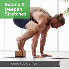 Anok™ Yoga Block - Fine-Grain Cork Block, Yoga Equipment, Home Gym Accessory, Pilates Tool, Lightweight for Travel, Extra Firm Workout Accessory with Comfortable Edges