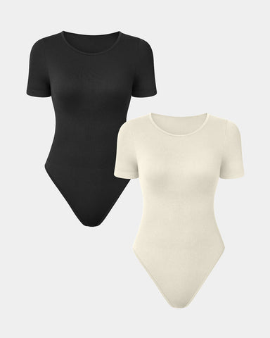 [2 Pieces]Short Sleeve Tops Bodysuits