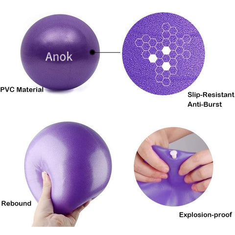Anok™ Mini Yoga Balls 9 Inch Exercise Pilates Therapy Balance Micropore Ball Barre Equipment for Home Stability Training Physical Core Training