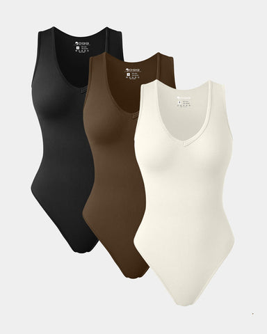 [3 Pieces]V Neck Sleeveless Bodysuits