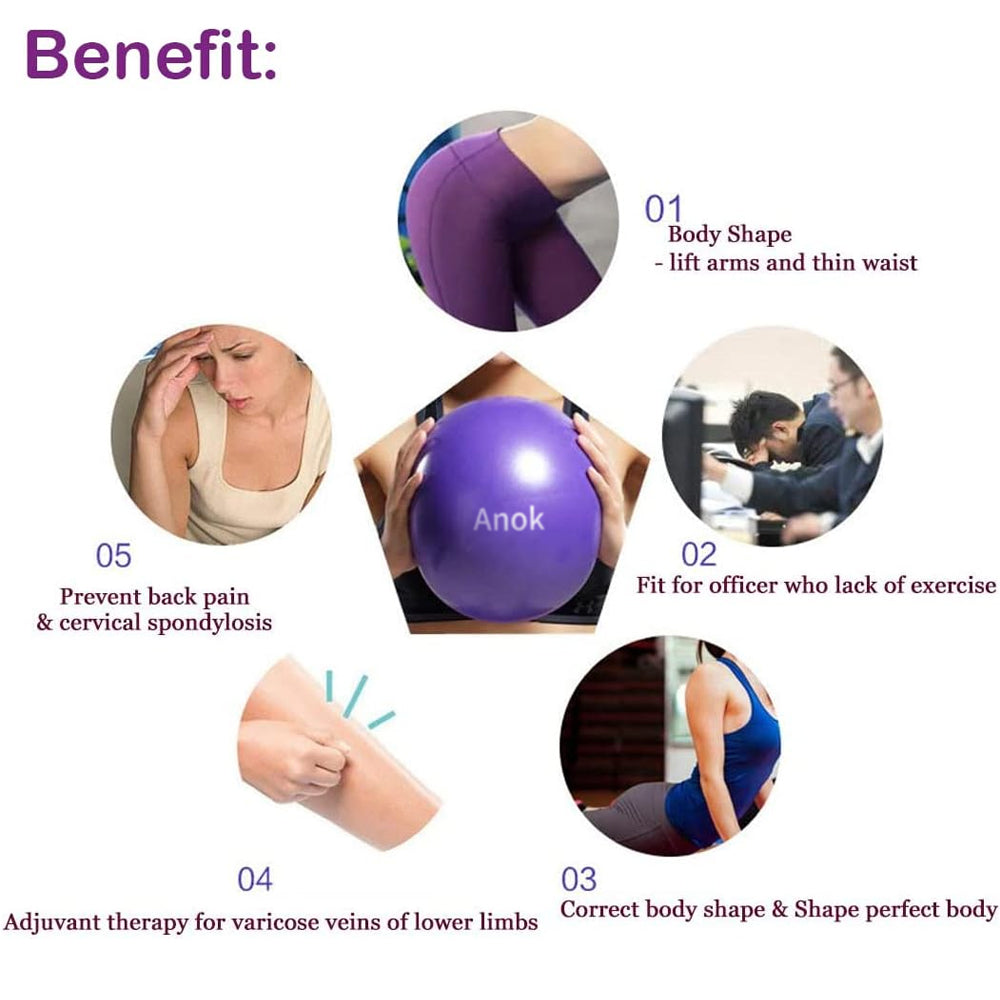 Anok™ Mini Yoga Balls 9 Inch Exercise Pilates Therapy Balance Micropore Ball Barre Equipment for Home Stability Training Physical Core Training